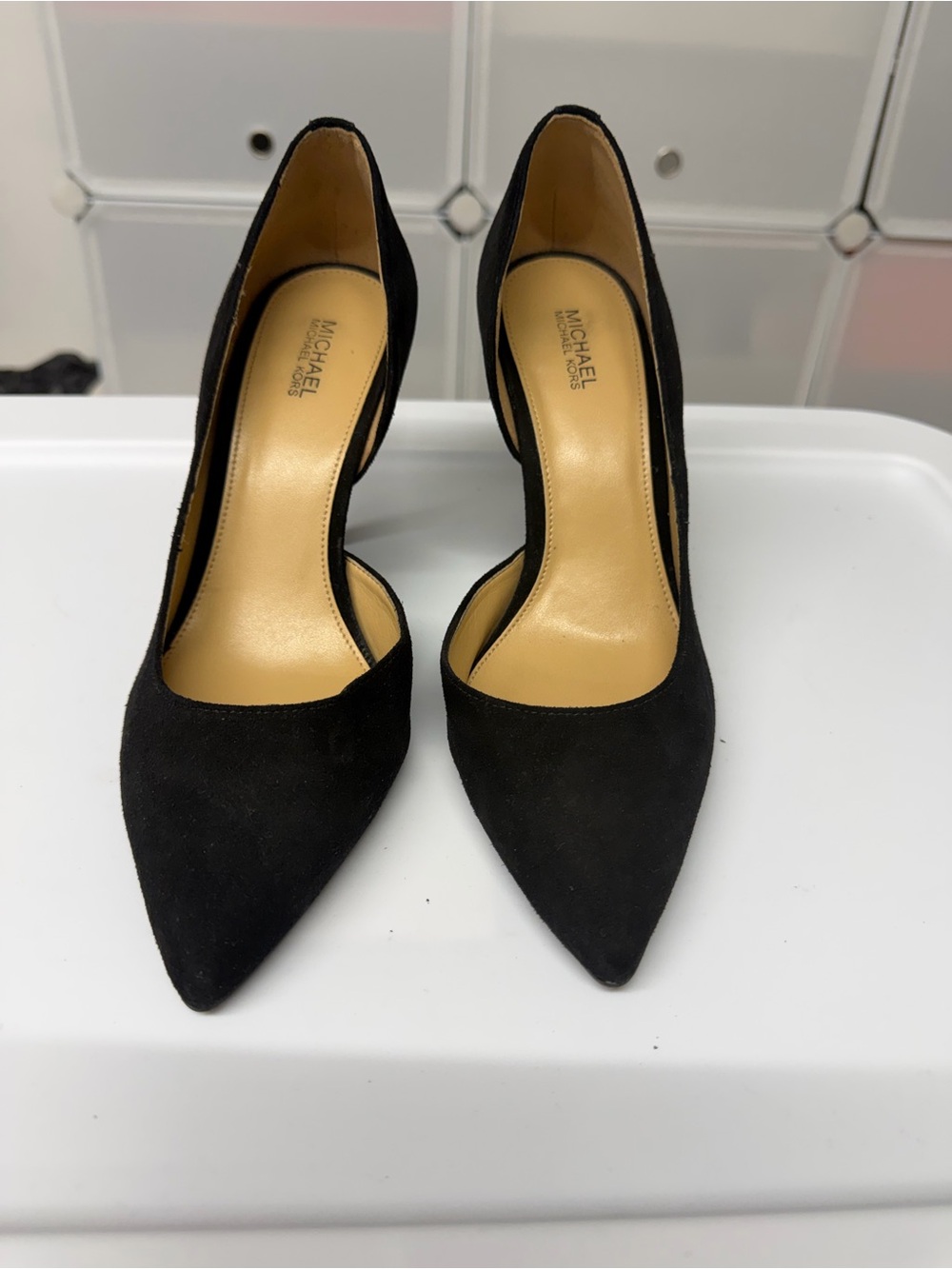 Michael Kors Black Suede Pointed Toe D'Orsay Pumps